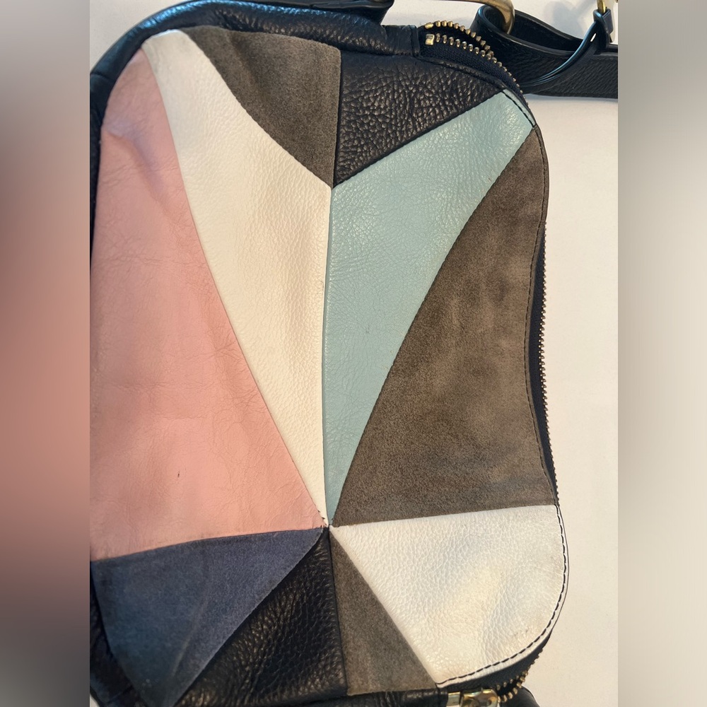 Euc Fossil Suede And Leather Color Block Crossbody - image 3